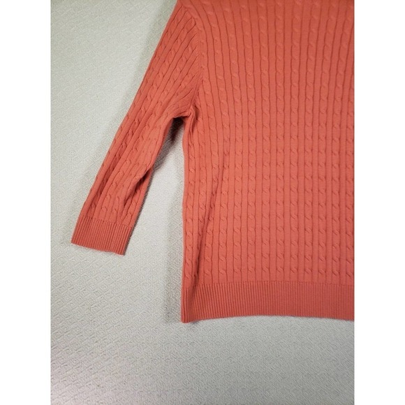 Willi Smith Sweater Medium Orange Mock Neck Long Sleeve Cable Knit Pullover - Picture 8 of 9